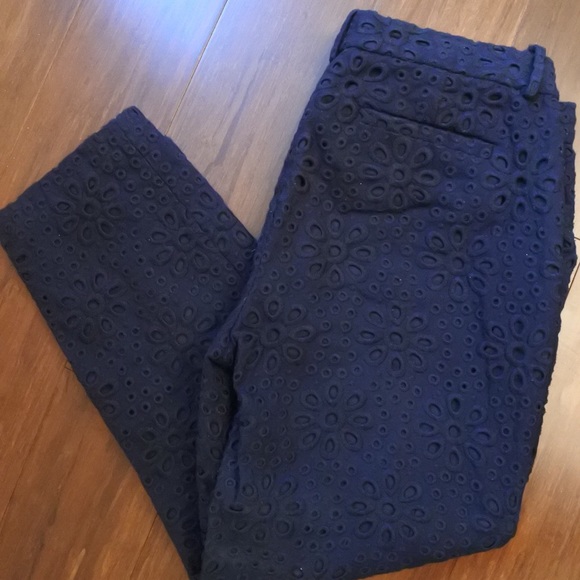 J. Crew | Navy Blue Cafe Capri in Pinwheel Eyelet - Picture 6 of 6